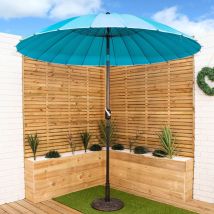 Redwood Leisure - 2.6m Aluminium Shanghai Garden Patio Sun Shade Parasol with Crank & Tilt in Turquoise