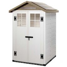 Tuscany Evo 4 x 4 Feet 100 Apex Plastic Shed Double Door with Two Pre Glazed Plastic Windows
