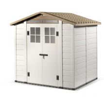 Ezooza - Tuscany Evo 6'6' x 5'4' 200 Apex Plastic Shed Double Door with Two Perspex Windows