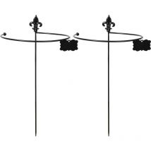 Esschert Design - Tuteur à plantes rond en acier fleurs de lys (Lot de 2)