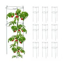 Relaxdays Tuteur à tomates rond en lot de 10, support jardin pour plantes, circulaire, H x D : env. 76 x 26 cm, vert