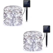 Guirnaldas de Luces Solares, 12M 100LED Guirnaldas de Luces Solares para Exteriores, 8 Modos Alambre de Cobre Impermeable para Decoración Dormitorio