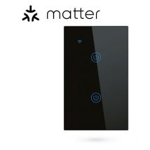 Tuya Interruttore per Luci Touch Nero Smart Matter WiFi Serie NovaTech Dimensione: 2 Pulsanti