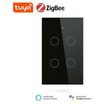 Interruttore Touch Nero Smart Zigbee 3.0 Dimensione: 4 Pulsanti - Tuya