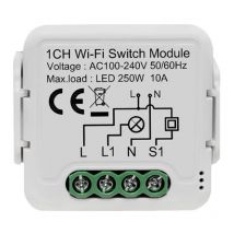 Tuya - Smart Switch Wi-Fi Universale per Luci 1 Canale 10A