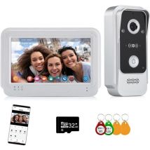 Gotrays - Tuya Système d'interphone vidéo avec écran tactile de 7', WiFi 1080p pour entrée vidéo, caméra de porte, interphone vidéo pour maison