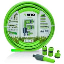 Vito Garden - Tuyau d'arrosage 19mm 25m kit pvc lance multi jet+ 2 raccords + nez de robinet vito