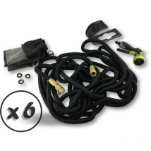 Kibros - Tuyau d'arrosage extensible rétractable pro Pistolet 8 positions - Lot de 6 - 12 à 30 mètres