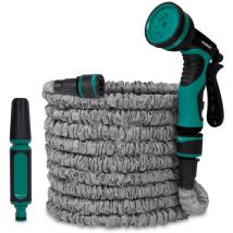 Tuyau d’arrosage flexible 20m – support, buse et pistolet multi spray inclus
