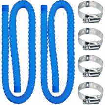 Tuyau de piscine - 32 mm - Longueur : 150 cm - Bleu - 2 tuyaux - Pour pompe de filtration et systèmes d'eau salée