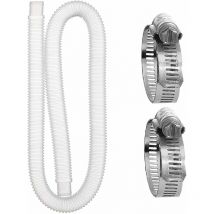 Tuyau de Piscine Tuyau de Rechange pour Piscine Tuyau pour Pompe de Piscine avec Pinces Tuyau d'eau Flexible 1.5m / 32mm Accessoires pour Pompes de