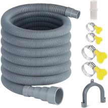 Tuyau de vidange, rallonge universelle de 3 m pour machine à laver avec raccord et colliers de serrage (tuyau de vidange universel de 3 m)