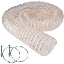 Tuyau flexible d'aspiration en polyuréthane - Diamètre de 100 mm + 2 colliers de serrage - 5 mètres