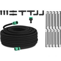 Hillvert - Tuyau Micro Poreux Arrosage Goutte à Goutte Irrigation Raccords + Crochets 50m