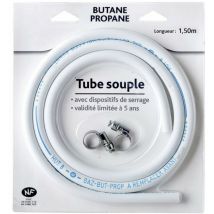 Tuyau de gaz souple avec 2 colliers de serrage 1,50m - Validité 5 ans