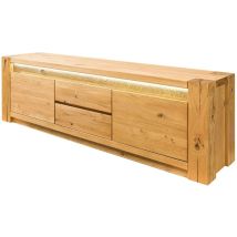 Massivmoebel24 TV-Board Wildeiche 173x40x53 cm – Softclose – Austauschbare LED-Beleuchtung – Modernes Design