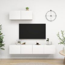 TV Cabinets 3 pcs,TV stand,TV Unit Cabinet White Engineered Wood VSVS133688