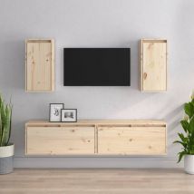 TV Cabinets 4 pcs,TV stand,TV Unit Cabinet Solid Wood Pine VSVS444299