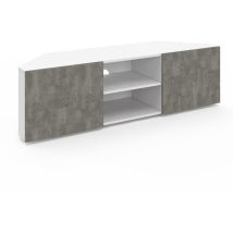 Idmarket - TV-Möbel 110 cm Eckschrank eli weiß Türen in Betonoptik