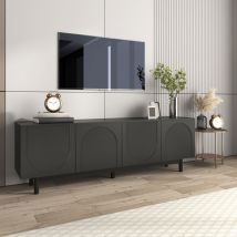 Tv-möbel 175 X 38 X 56 Cm, Grifflos, Push-to-open-türen, Verstellbare Einlegeböden, Mdf Und Spanplatte, Schwarz
