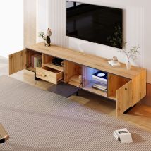 Tv-möbel 190x40x50cm Mit Led-beleuchtung, Großem Stauraum, Aus Natürlicher Spanplatte
