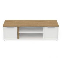 TV-Möbel 2 Türen und 2 offene Fächer Dekor Eiche und Weiß B135 cm - access