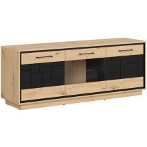 Petits-meubles - TV-Möbel Elijah mit 3 Türen, Holzoptik und Schwarz, 160cm