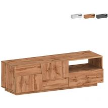 Web Furniture - Meuble tv salon design moderne 2 portes 1 tiroir 150x44x46cm Trevis - Chêne