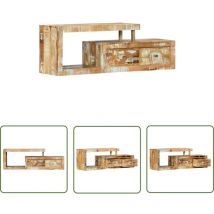 The Living Store TV-Schrank 120x30x40 cm Altholz Massiv - tv Schrank - Holzmöbel - Landhausmöbel - Retro Möbel - Altholz Möbel