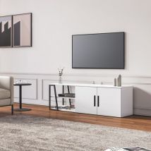 Ahd Amazing Home Design - TV-Schrank 150 cm modern glänzend weiß schwarz 2 Türen Hyeres