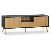 Vs Venta-stock - TV-Schrank Apolo 1 Tür 2 Schubladen, Schwarz/Holzfarbe