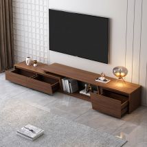 Tv-schrank Ausziehbar, Nussbaum-finish, 180–280 Cm, 3 Geräumige Schubladen, Kompatibel Mit Bildschirmen Bis Zu 110 Zoll, Modernes Design Mit Offenem 