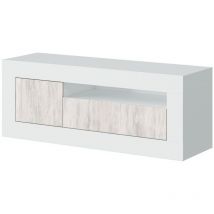 TV-Ständer Killeen, Wohnzimmer TV-Sideboard, TV-Ständer mit 2 Türen, cm 139x42h53, Eiche und Weiß