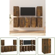 The Living Store TV-Schränke 7 Stk. Räuchereiche 30,5x30x60 cm Holzwerkstoff - TV-Schrank - Wandregal - Regal - Wohnraum Dekoration - Fernsehschrank