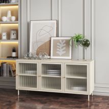 Tv-schrank Lindau Stahl 120x40x59 Cm Cremeweiß [en.casa]