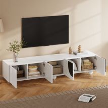 Tv-schrank Mdf/spanplatte Weiß 180 X 40 X 41,5 Cm Mit Push-to-open, Offenem Mittelfach Und Seitenschränken