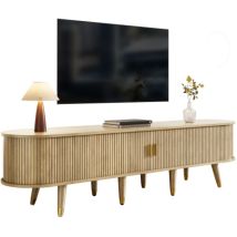 Tv-schrank Mit Schiebetüren – Niedriger Tv-unterschrank, Einzigartiges Design Für Fernseher, Tv-möbel Mit Halterung