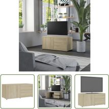 True Deal - The Living Store TV-Schrank Sonoma-Eiche 80x34x36 cm Holzwerkstoff - tv Schrank - Holzwerkstoff Möbel - Sonoma Eichen Dekoration