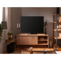 Abitare - Tv-ständer 160 Cm In Handgefertigter Eiche Und Anthrazitgrau - Lentini