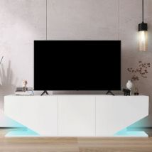 Modernluxe - tv Stand tv Unit tv Cabinet with led Lights High Gloss Entertainment Center 3 Storage Cabinet and 2 Open Shelves for 65 Inch TV,White