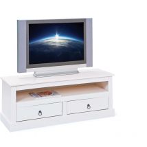 TV-Ständer aus massivem Kiefernholz mit weißer Wasserlackierung