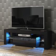 Creative Furniture - Floe tv Unit - Black with Gloss Doors & led - 130cm