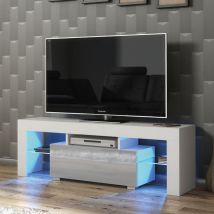 Creative Furniture - tv Unit 130cm White Modern Stand Grey Gloss Doors
