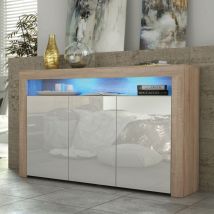 Creative Furniture - Aether Sideboard - Oak with White Gloss Doors & led - 155cm