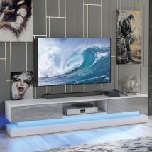 Olivia Furniture - Bloom tv Unit 180cm - White with Grey Gloss Doors & led
