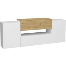 FMD - TV/Hi-Fi Unit Cabinet 182x33x70.2 cm White and Artisan Oak