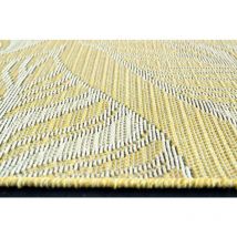 Leaves Weave Newquay Indoor Outdoor Rug Yellow 80x150cm - Yellow - Homespace Direct