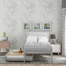 Twin Daybed with Trundle, Wood Sofa Bed Frame Headboard and Footboard and Pull Out Trundle No Box Spring Needed, Easy Assembly - White