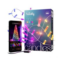 Twinkly - Ghirlanda di candele connesse IP20 12m 200 led rgb filo trasparente candies