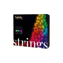 Twinkly - Strings - Stringa luminosa a led controllata dall'applicazione con 100 led rgb. 8 metri. Filo nero. Per interni ed esterni